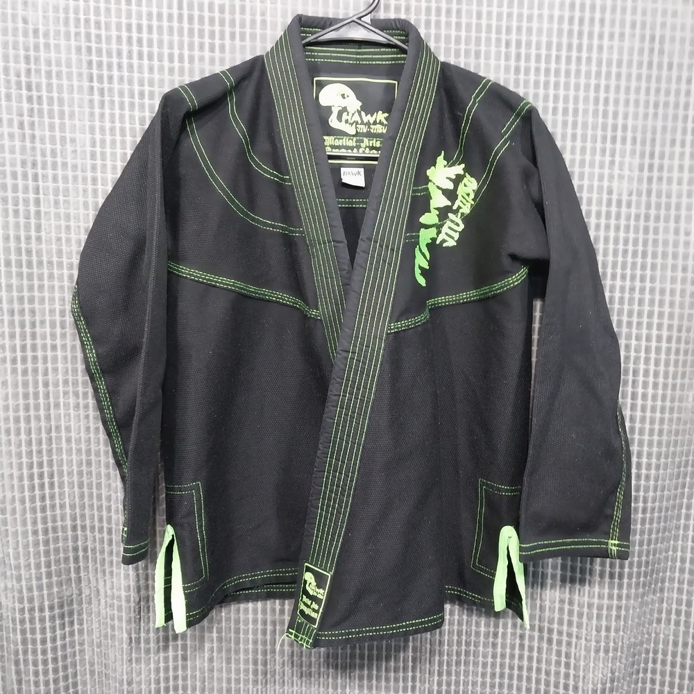 Hawk BJJ Gi Jacket Kids Brazilian Jiu Jitsu Martial Arts K3 Black Green